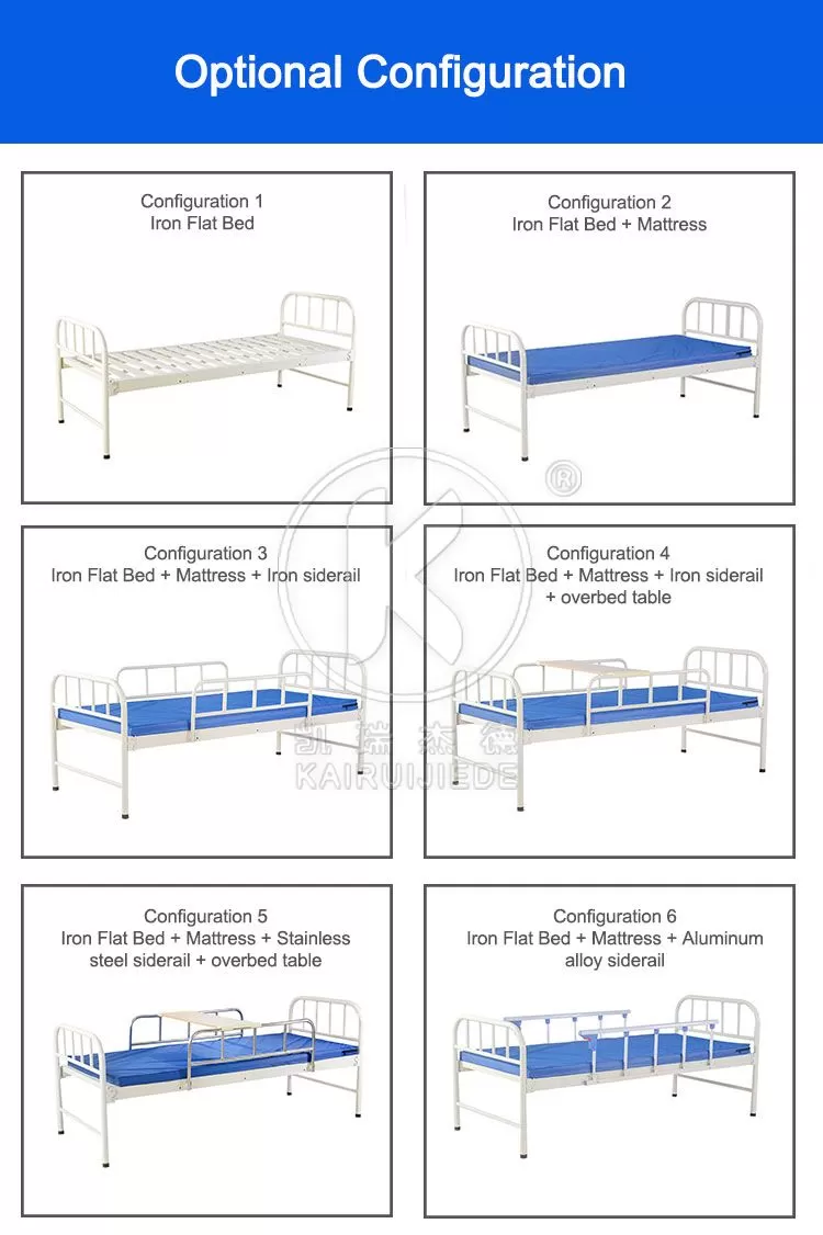 JDC14-01 Flat hospital bed with iron spray coated head&foot board