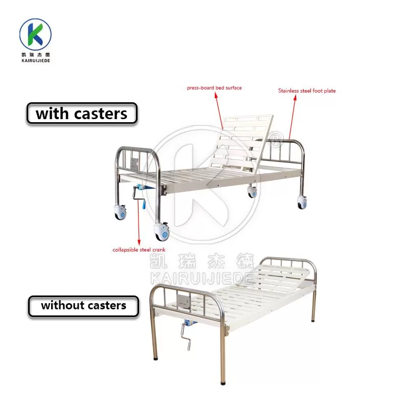 JDC-J04 Simple manual 1 function hospital bed with stainless steel head&foot board