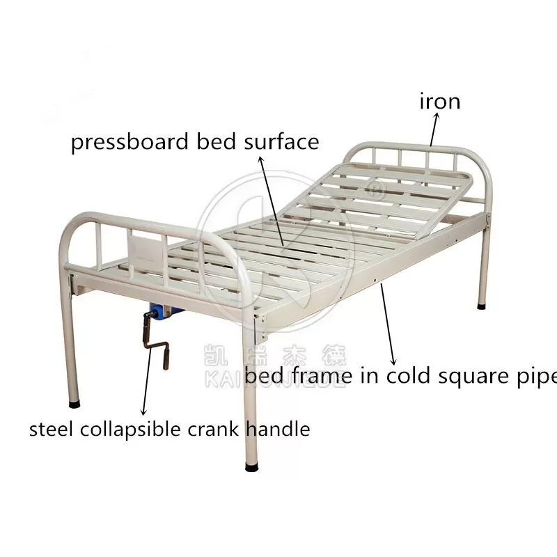 JDC-J03 Simple manual 1 function hospital bed with iron spray coated head&foot board