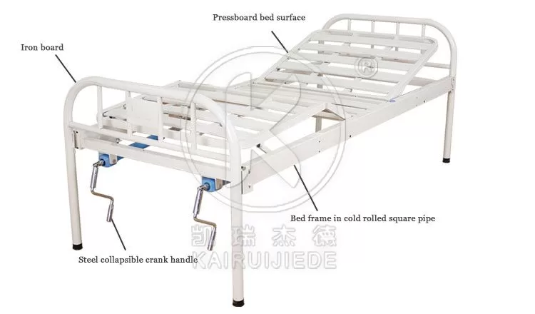 JDC-J01 Simple manual 1 function hospital bed with iron spray coated head&foot board