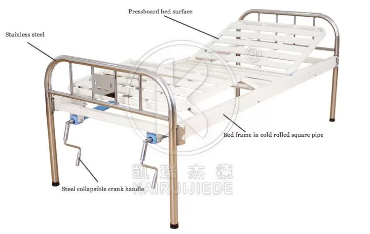 JDC-J02 Simple manual 2 function hospital bed with stainless steel head&foot board