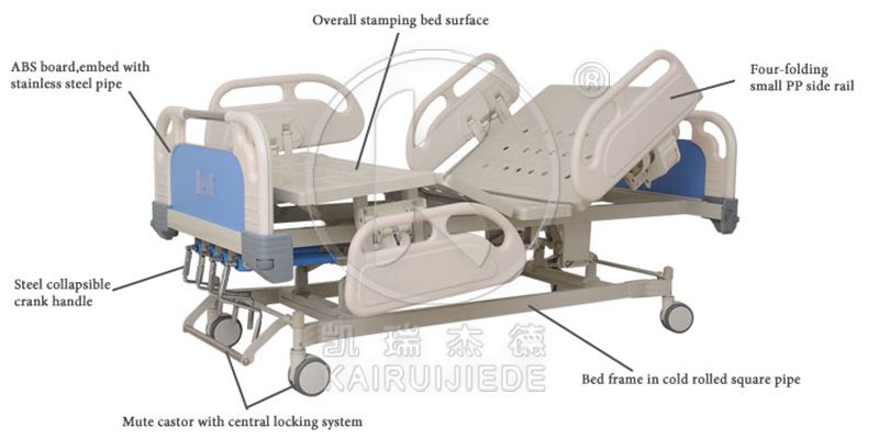 Manual five function hospital bed