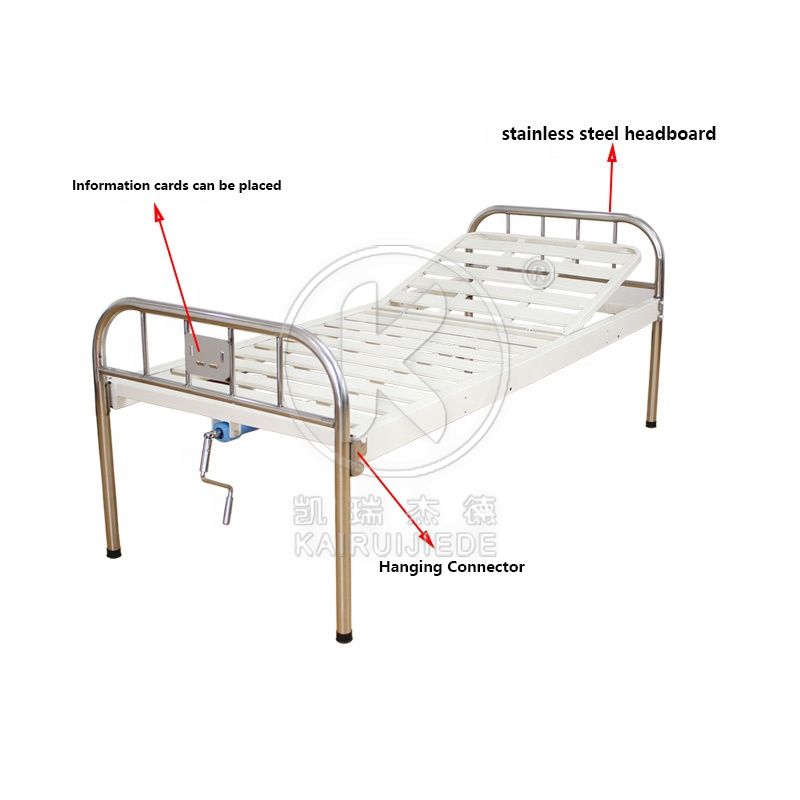 JDC-J04 Simple manual 2 function hospital bed with iron spray coated head