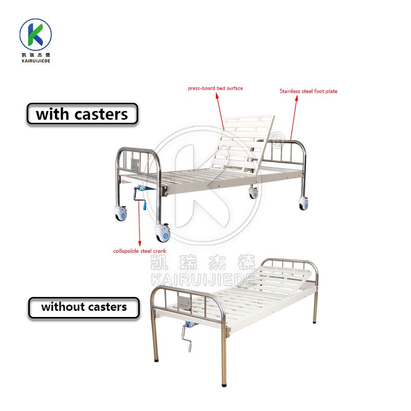 JDC-J04 Simple manual 2 function hospital bed with iron spray coated head