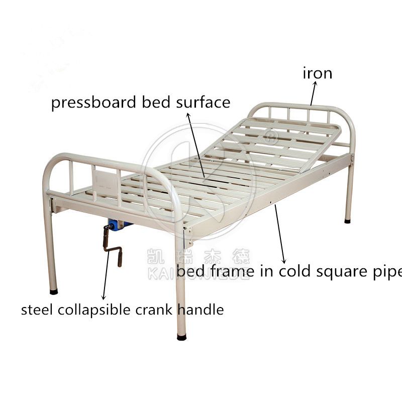 JDC-J03 Simple manual 1 function hospital bed with iron spray coated head