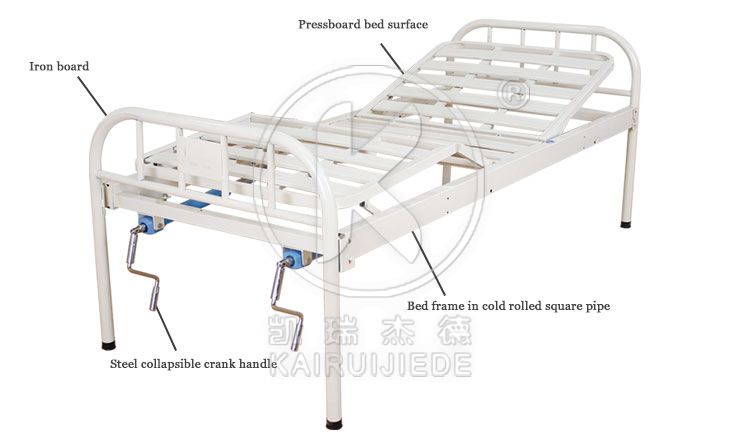 JDC-J03 Simple manual 1 function hospital bed with iron spray coated head