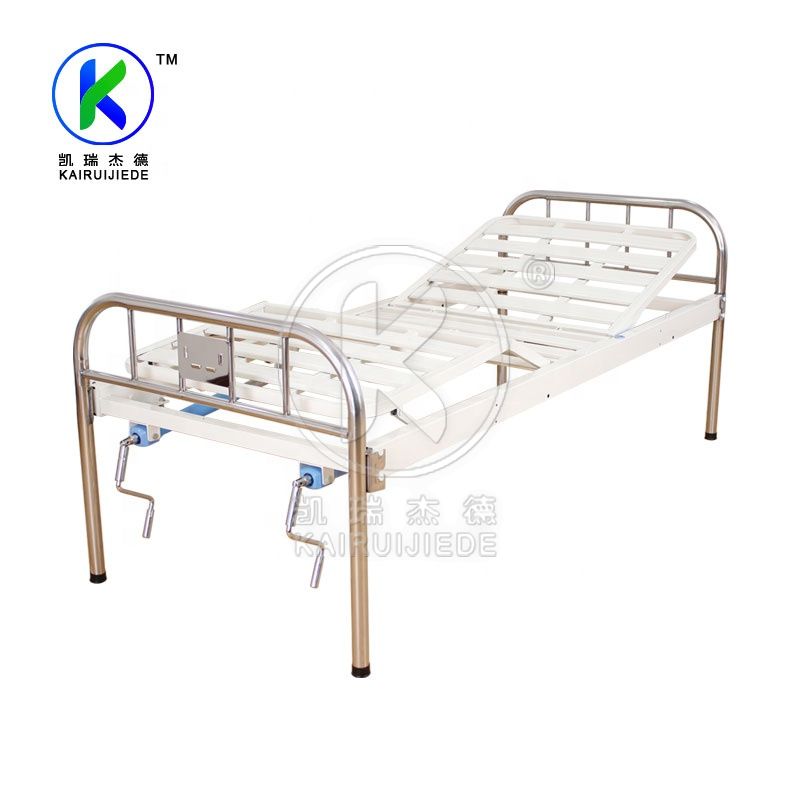 JDC-J02 Simple manual 2 function hospital bed with stainless steel head