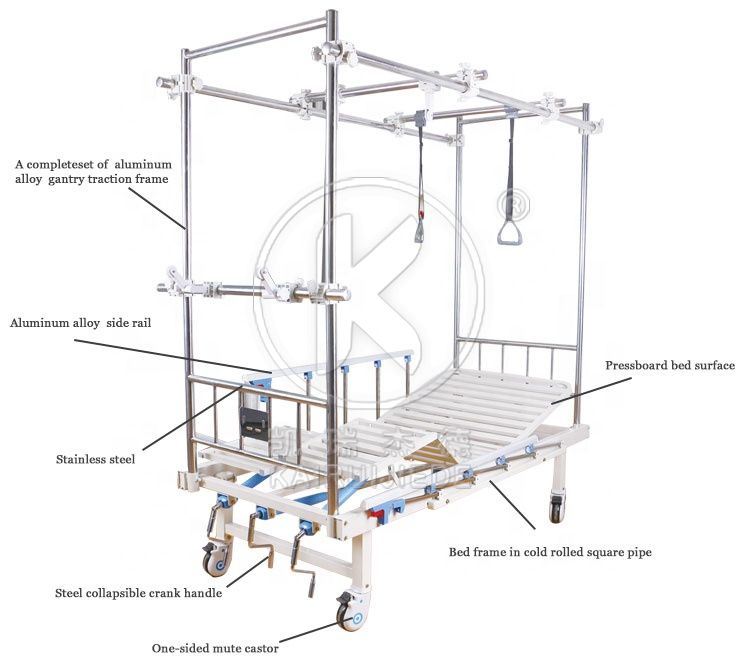 JDC15-2 Orthopedic traction hospital bed with aluminum alloy gantry traction frame